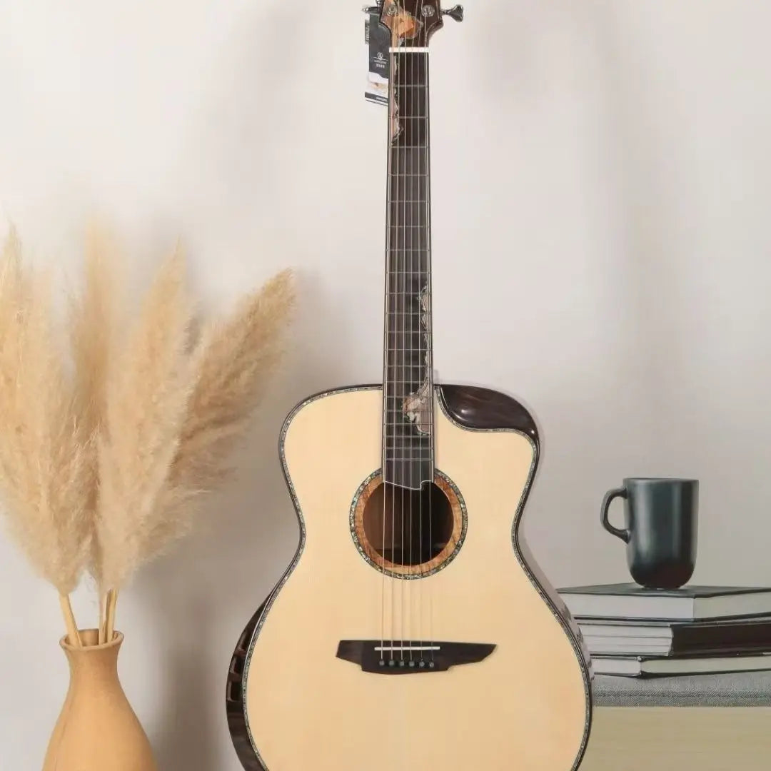 High-End Full Single Folk Guitar Pinewood Epalwood Advanced Design Dedicated Features Factory Direct Solid Spruce Top Mahogany