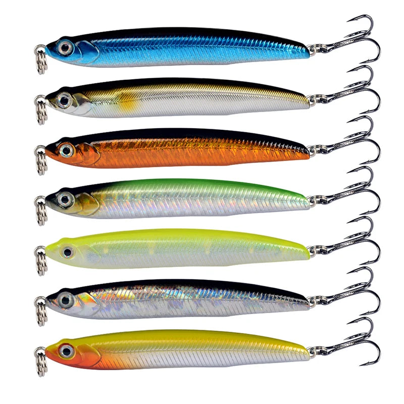 WEIHE 7cm/10g 9.5cm/15g 7Colors Artificial Hard Pencil Lure Sinking ABS Plastic Fishing Bait for Freshwater Saltwater