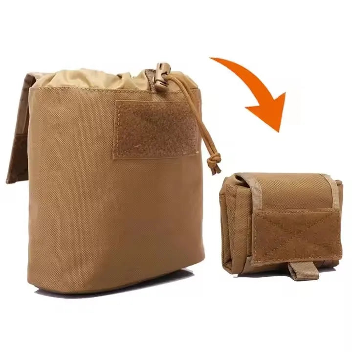 Tactical Foldable Molle Dump Pouch for Magazines and Ammo Black Polyester National Style EDC Bag