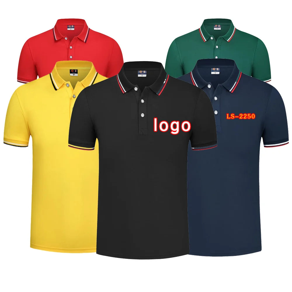 Custom Logo Printed Solid Design Summer Work Clothes for Polo Shirt Short Sleeves Combed Precision Spinning Knitted Lapel Style
