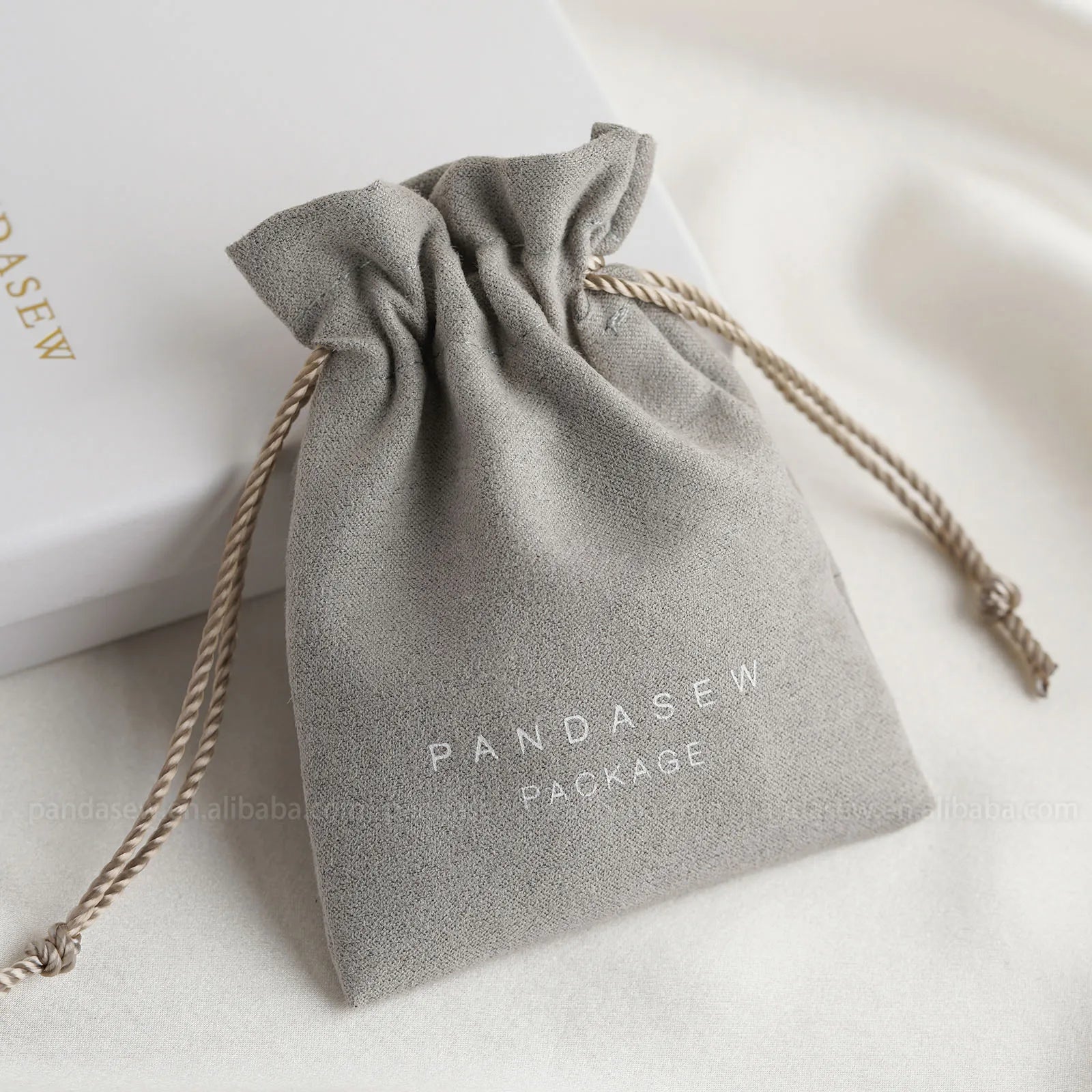 PandaSew Custom logo Jewelry Bag Drawstring Bag Chic Gift Bag Suede Luxury Earrings Jewelry Pouch