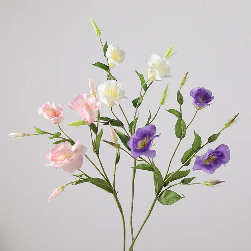 H0762 Wedding Decoration Silk Artificial Flowers Real Touch Platycodon Flower Decorative Artificial Lisianthus Flowers for Decor