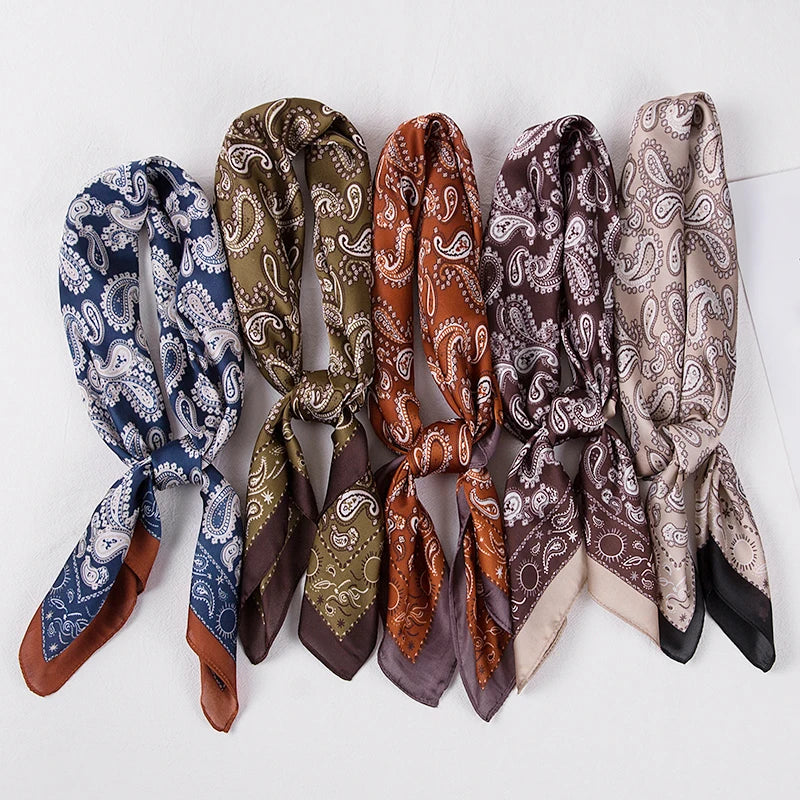 2026 New High-quality Satin Scarf Bohemian Totem Satin Scarf  Best Selling Double-sided Printing Satin Scrunchies