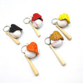 BSCI Audit Manufacturer Sports Themed Key Chains Three-pieces Baseball Gloves Wooden Bat Key Ring Mini Baseball Keychain