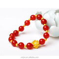 Dubai Jewelry Ese Gold Plated-Plated Holy Lotus Red Agate Bracelet Women's Gold Plated Bracelet Ethnic Style Fashion Accessories
