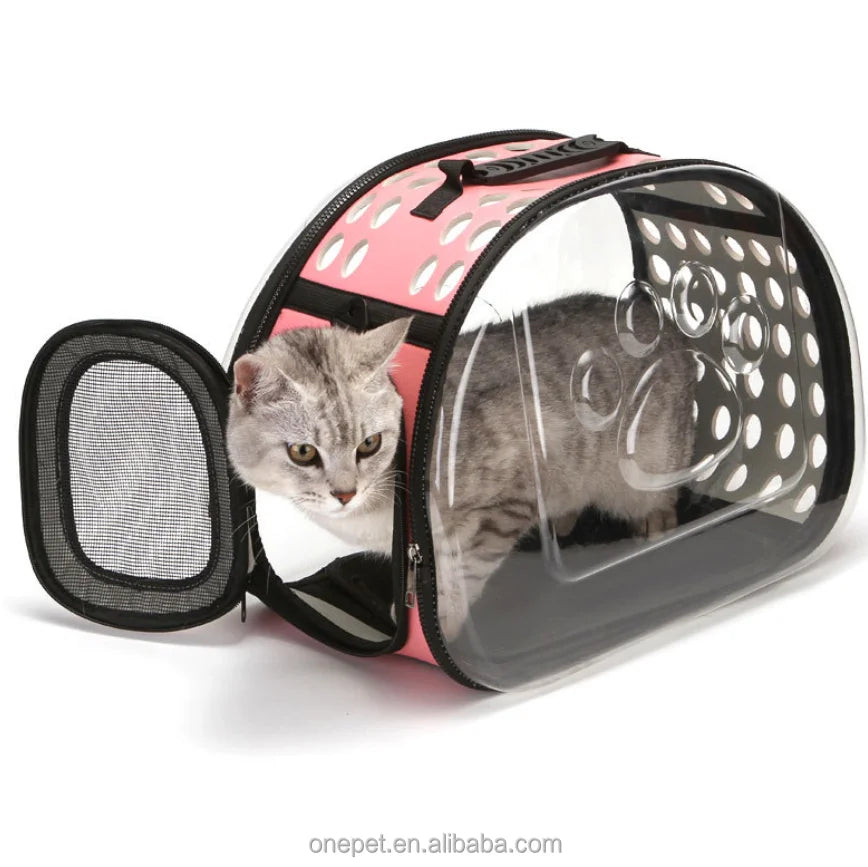 New Design Transparent Pet Backpack Foldable Breathable Cat/Dog Space Capsule with Adjustable Strap Zipper Closure Classic Style