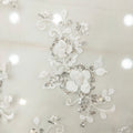 Bridal DIY Ivory Embroidery 3d Floral Sequined Mesh Lace Applique by Pair LT2695A