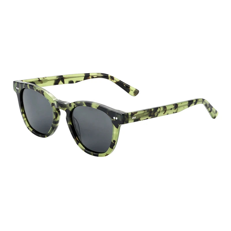 Retro Brand Design Oval Polarized Anti Glare Driving Sunglasses Men UV400 TAC Lenses Transparent Frame Comfortable Acetate