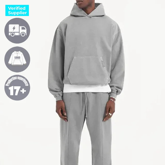 Custom Men's Sweatpants and Hoodie Set Oversized Hoodie Drop Shoulder Jog Pants Streetwear Tracksuit for Men