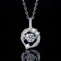 Ready to Ship 925 Sterling Silver Feather Surround Moissanite Beating Heart Pendant Necklace for Women Gift