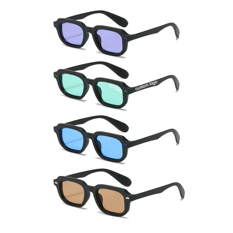 New Arrival Small square Rectangle Custom logo Sunglasses Women Designer Brown Sunglasses for Men
