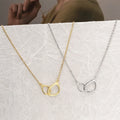 VIANRLA Minimalist Simple Layered Hoop Necklace Double Ring Necklace 925 Sterling Silver Interlocking Circle Necklace