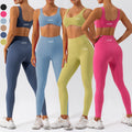 Custom Logo Solid Color Women Activewear Sets ShockProof Sports Bra High Waist Yoga Legging Tight-Fitting Sports Fitness Sets