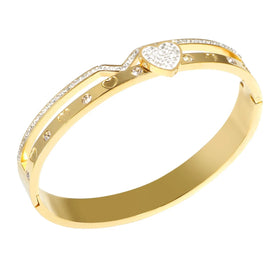Acero Inoxidable Zircon Bracelet With Steel Heart Stainless Steel Jewelry for Women Bracelets Laminated Gold Bracelets