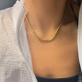 Waterproof 18K Gold Plated Chain Choker Necklace Tarnish Free Stainless Steel Round Snake Bone Chain Necklaces Jewelry YF3646