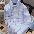 Wholesale 2026 Spring New Blue Long Sleeved Striped Shirts for Women Polo Neck Cool and Elegant Women's Shirts