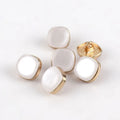 Meetee ZK852 Fashion Pearl  White Diamond Button Decorative Round Pearlescent Alloy Resin Combined Ring Snap Buttons for Shirt