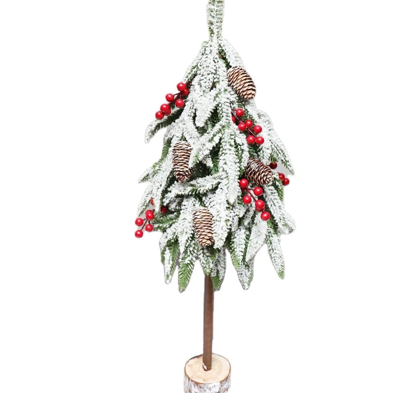 Cross-Border Mini Xmas Tree Wooden Tabletop Display Props Christmas Table Decorations with Falling Snow Effect