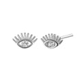 Small Circle Cubic Zirconia 925 Sterling Silver Gold Plated Eye Diamond Stud Earrings