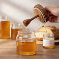 Honey Jar with Dipper and Lid Wooden Dipper Stick Honey Containers Clear  Glass Honey Pot Dipper