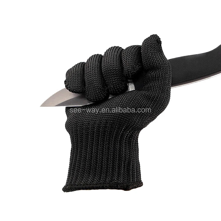 Seeway Level 5 Cut-Resistant Stainless Steel Safety Work Gloves Tear-Resistant Abrasion-Resistant High Strength Fibre Knit Wrist
