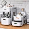 Portable Home Storage Plastic White Stackable Storage Box Kitchen Bathroom Plastic Storage Rack