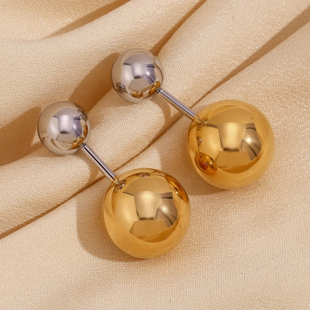 Dreamshow Ball Dangle Drop Earrings Gold Plated Stud Earrings for Women Stainless Steel Earrings