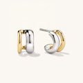 YINJU 925 Sterling Silver Gold Hip Hop Trending Jewelry Minimalist Two Tone Double Hoop Earrings