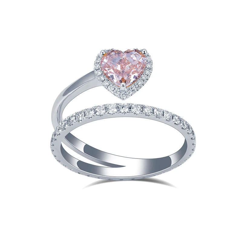 Messi Gems MSR-1365 Fashion Solitaire Diamond Ring IGI pink 1ct Heart 18k Gold Lab Grown Diamond Ring