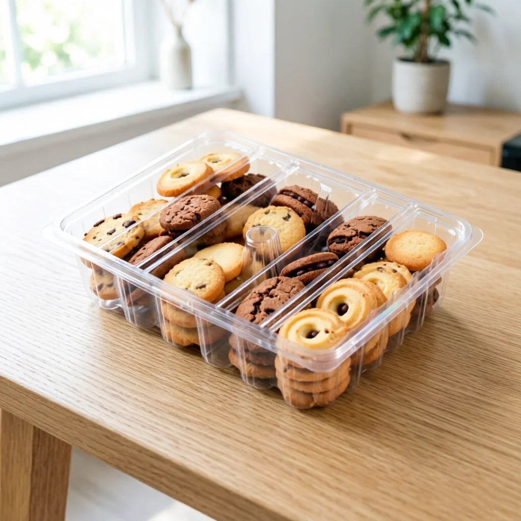 One-time Thickened Large Transparent PET Blister Baking Packaging Box with Recycled Materials for Dessert Bread Sushi Hamburger