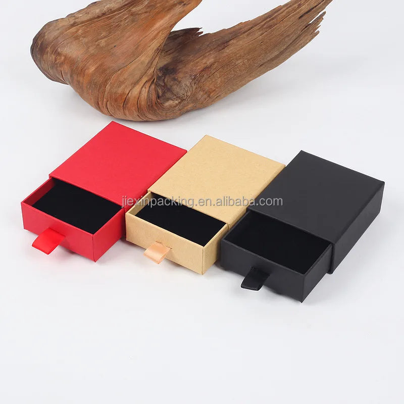 JEWELRY CUSTOM CARTON SOLID COLOUR SLIDING PACKAGING BOX NECKLACE EARRINGS PINK PRINT CARDBOARD CARDBOARD DRAWER BOX