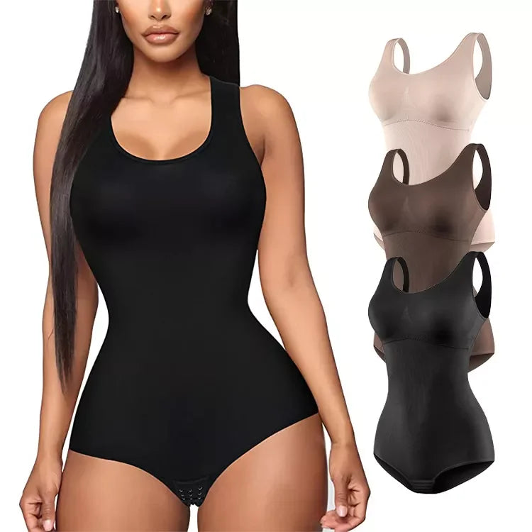 Women Sleeveless U-neck Collar Slimming Postpartum Corset Fajas Colombianas High Waist Shapewear Butt Lifter Seamless Bodysuits