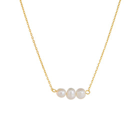 Fashion Jewelry 925 Sterling Silver Pearl Necklaces Natural Freshwater Pearl Gold Plated Necklaces Mother's Valentine's Day Gift