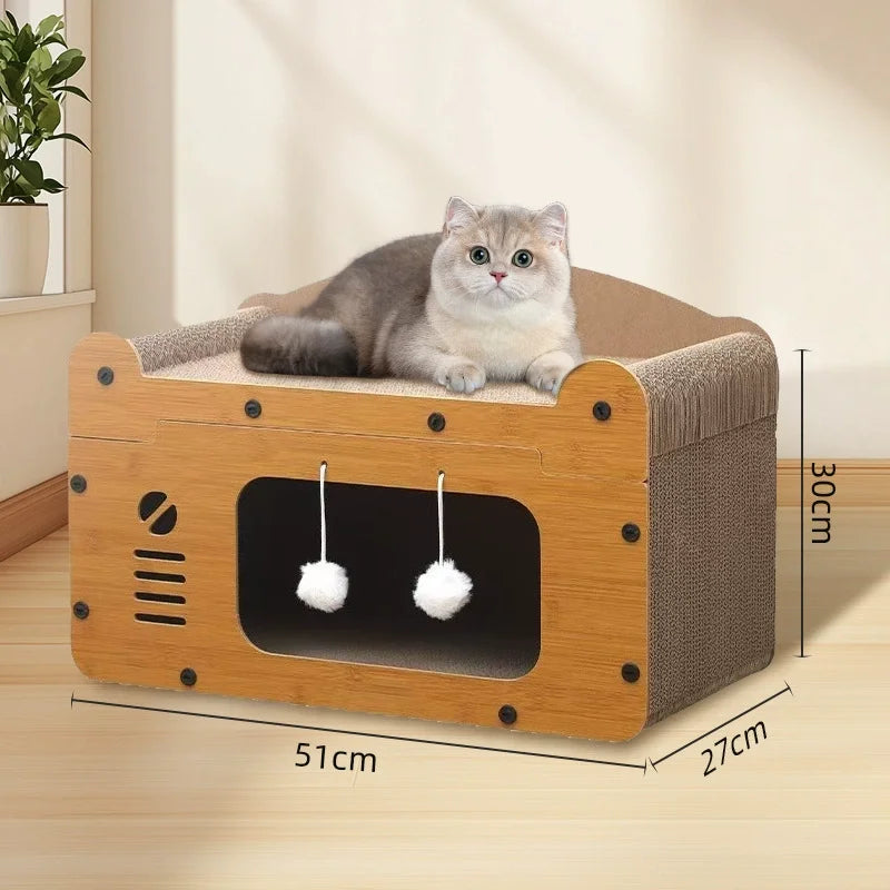Cat Scratching Board and Nest All-in-one Stick to the Wall Cat Villa Cage Wear-resistant Cat Scratcher