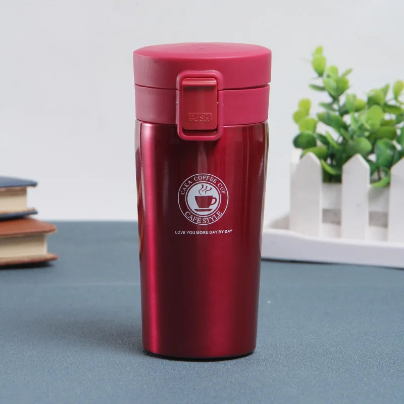 Dual-Layer 304 Stainless Steel Portable Business Office Thermos Cup with Customizable Logo Vacuum Coffee Cup Lid for Gifts