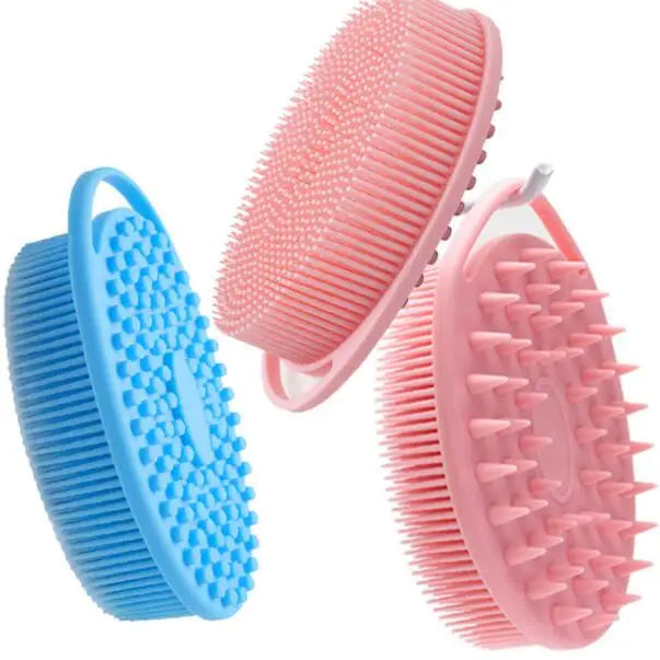 Silicone Body Scrubber Shower Exfoliating Scrub Sponge Bubble Bath Brush Massager Skin Cleaner Cleaning Pad Bathroom Accessories