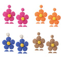 2025 New Beach Vacation Handmade Earrings Summer Boho Rattan Earrings Colorblock Raffia Flower Earrings for Women