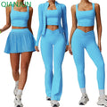 Wholesale Gym Fitness Yoga Set Sport Wear Standing Collar Yoga Jacket Leggings and Bra Set Fitness Clothes for Women