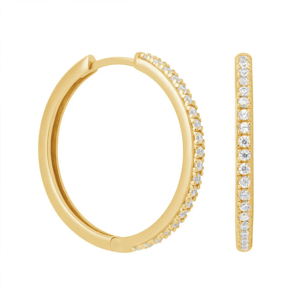 Wholesale Minimalist Jewellery  925 Sterling Silver  18k Gold Plated  Cubic Zircon Hoop Earrings for Women