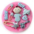Z-0004 Baby Carriages Bottle Little Feet Bear Mold Baby Shower Party Silicone Mold Soap Mold