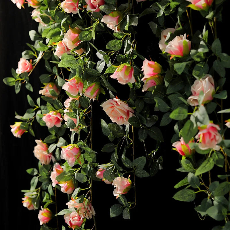 Romantic Wall Hanging Decorative Wedding Party Home Decoration Artificial Flower Rattan Flowers Rose Vines