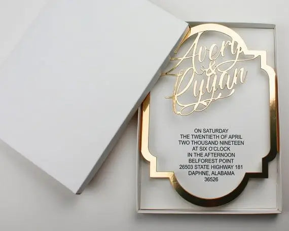 Custom Handmade Luxury Acrylic Paper Box for Wedding Invitations Hot Stamping Foil Music Style for Party and Wedding Events