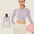 Women's Breathable Lightweight Crop Tops Quick Dry Yoga Sports Shirts with Long Sleeves and Seamless Design MegaBDM
