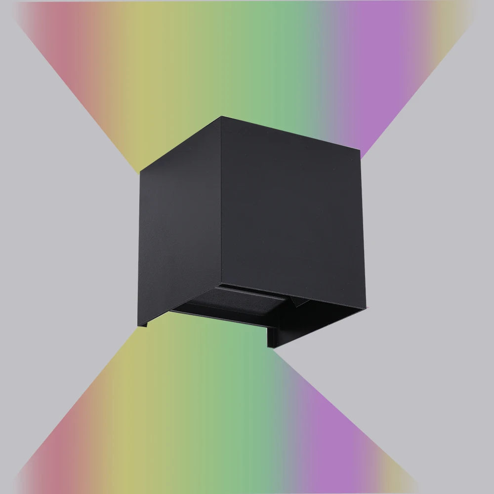 12W 24V IP65 Smart Home Art Modern Deco Square Wall Sconce up and Down Outdoor Wall Lamp for Loxone Tree RGBW Wifi Tuya Zigbee