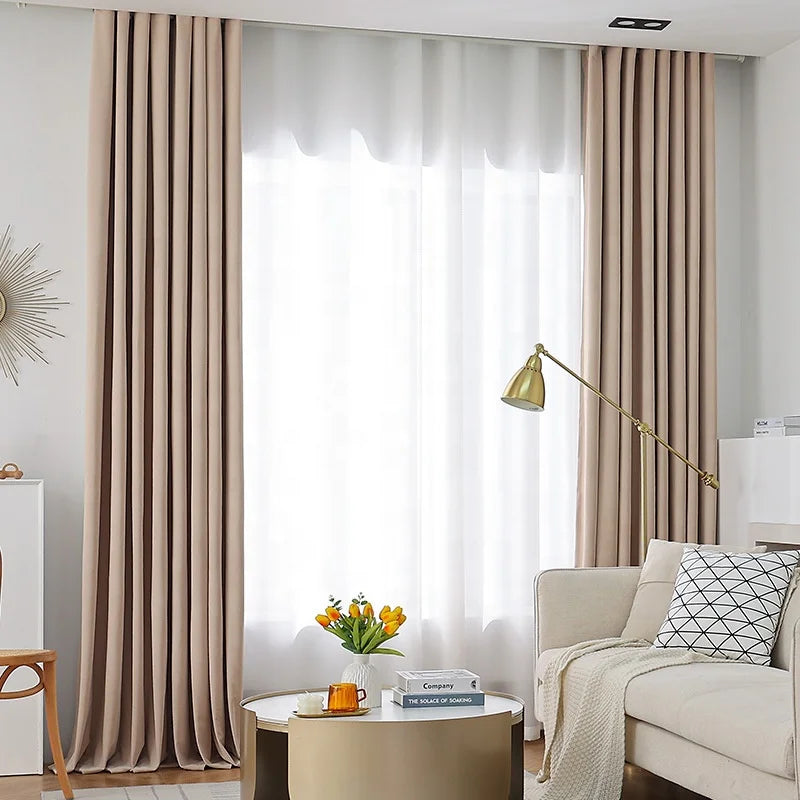 Australian Wool Fleece Velvet Blackout Curtains Solid Color Modern Luxury Blackout Velvet Curtains for Living Room Bedroom