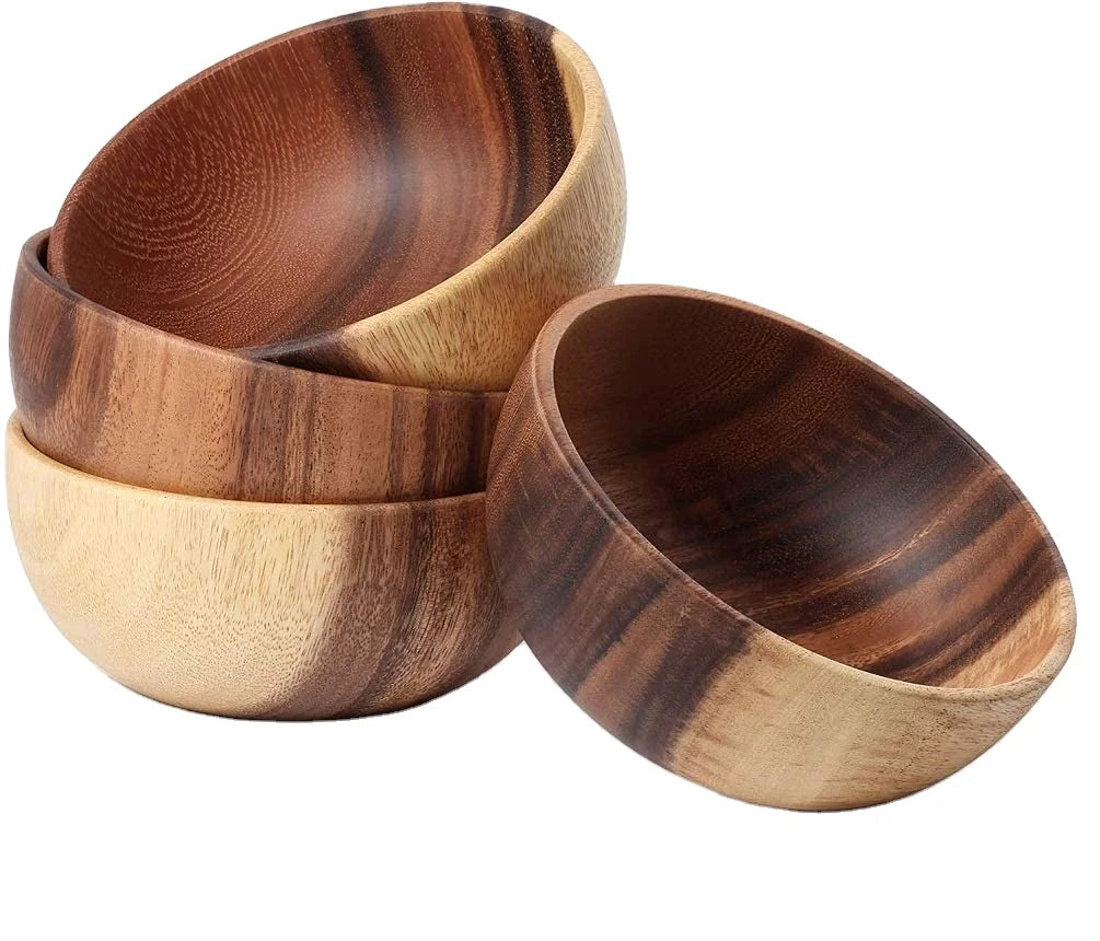 Wholesale Eco-Friendly Fashionable Round Acacia Wooden Bowl Handmade for Serving Condiments Salt Nuts Snack Honey Cream