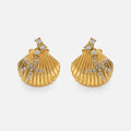 2024 Dazan New Winter 18k Gold Plated Hypoallergenic Stainless Steel Vintage Shell Butterfly Iced Out Zircon Starfish Earrings