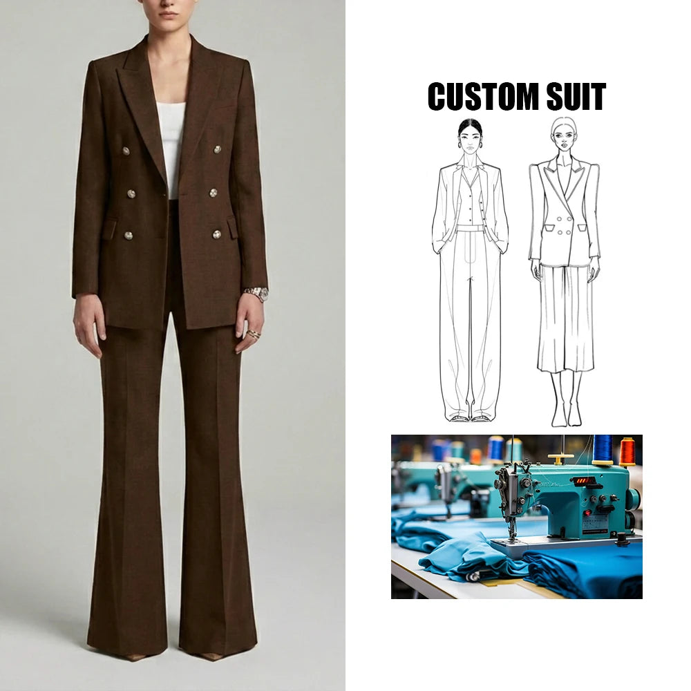 Hot Selling Fashionable Women Long Sleeve Solid Color Suit Blazer and Pants Set for Women Formal Suit