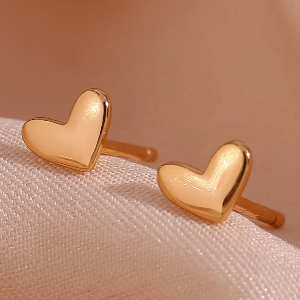 Dainty 14k Gold Plated Heart Stud Earrings for Women  925 Sterling Silver Couple Jewelry