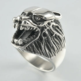 316L Stainless Steel Metal Hip Pop Skeleton Rings Men's Eagle Wolf Punk Thumb Ring Jewelry Accessories for Wedding & Gift